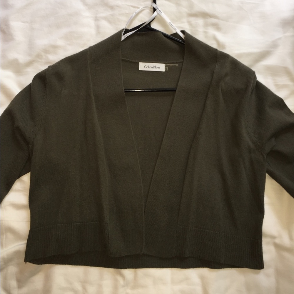Calvin Klein Olive Green Crop Sweater - Picture 3 of 7